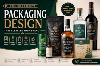 design premium product packaging, label, bottle, can, box and pouch with mockup