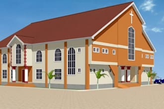 design custom church buildings with 2d plans and 3d rendering