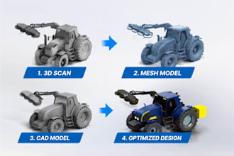 do reverse engineering 3d scan and stl to solide 3d cad models for manufacturing