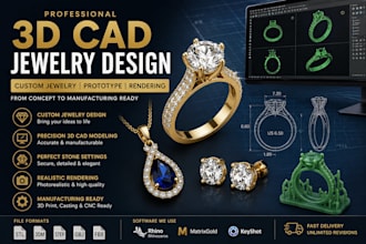 3d cad prototype jewelry design for custom jewelry 3d product design rendering