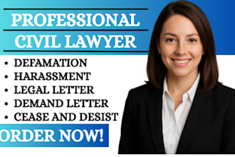 draft legal cease and desist notice for defamation harassment or false statement