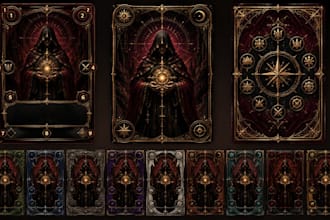design dark fantasy tarot cards and tcg card illustration