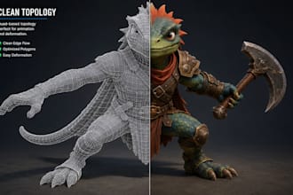 stylized 3d character modeling and rigging for unity, unreal, games
