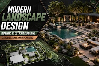 design modern landscape garden and realistic 3d outdoor rendering