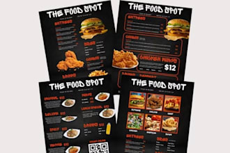 create customizable design printable digital restaurant menu