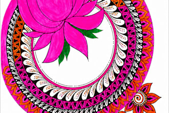 create a unique hand drawn mandala art design