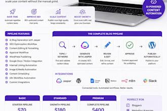 buld a jasper ai blog pipelne with automated workflow