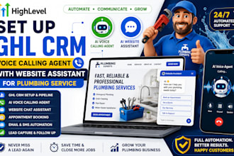 set ghl crm, voice calling agent with website assistant for plumbing service