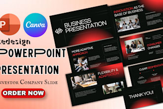 design business plan, investor powerpoint presentation, startup company slides