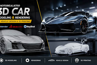 photorealistic 3d car modeling, car rendering 3d vehicle design and 3d printing