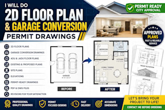 do 2d floor plan and garage conversion permit drawings