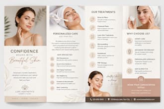 design cosmetic clinic treatment, guide patient booklet, and care brochure