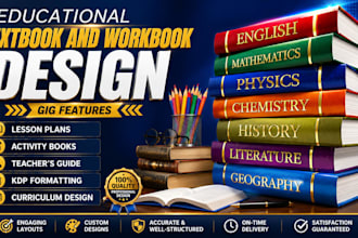 design educational textbook, workbook, curriculum and lesson plan layout