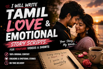 write tamil love and emotional story scripts for youtube