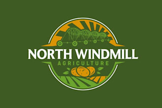 design monogram north windmill agriculture logo