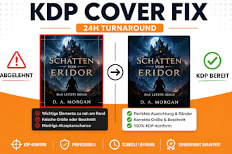 ich korrigiere und passe dein KDP buchcover in 24h an