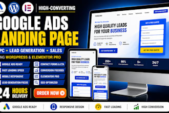 high converting google ads ppc wordpress landing page, elementor pro cro expert