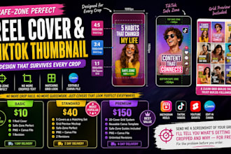 design reel cover, instagram tiktok video thumbnail, reels grid safe zone canva