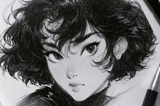 create amazing line art anime figure and manga characters
