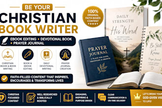 be your christian book writer, ebook editing, devotional book and prayer journal
