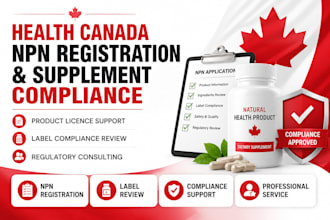 provide health canada npn registration, supplement compliance, and label review