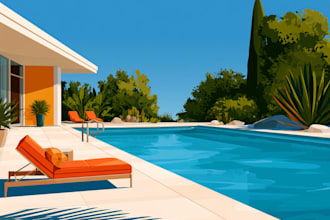 draw modern and luxury pool design