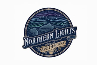 design northern lights inspired art deco logo