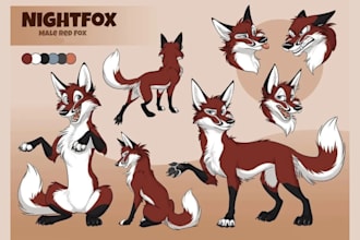 draw furry reference sheet character anthro furry art fursona oc vtuber feral