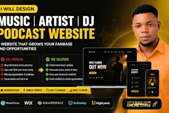 music website, artist website, dj website, podcast website, musician website