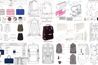 design premium handbags backpack luggage purse wallets tech pack with drawings