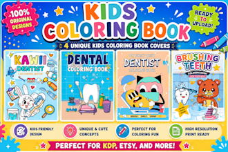 design cute KDP coloring book cover for kids