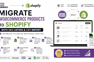 migrate woocommerce products to shopify with SEO listing and CSV import