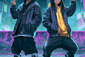 draw anime inspired emo rap hip hop album music cover art