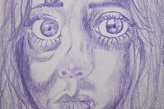create a bw or single colored pencil portrait drawing