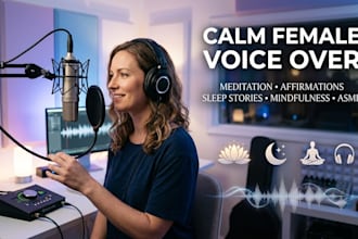 record a calm female voice over for guided meditation, affirmations, sleep story