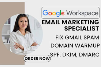 fix gmail spam issues, setup google workspace cold email dmarc warmup