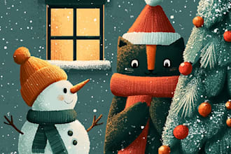 design christmas lighting illustration door hanger, flyer and sings design