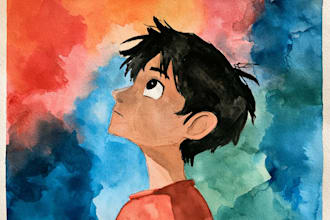 do a sketchy watercolor portrait, no ai