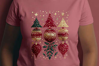 draw unique christmas t shirt illustration for pod and merch