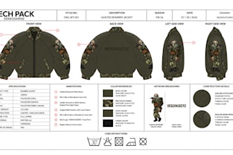design fashion tech pack clothing technical