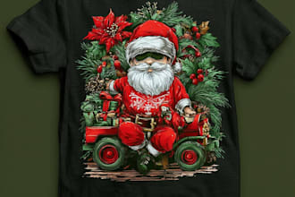 draw unique christmas t shirt illustration for pod, merch, and apparel