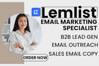 setup lemlist cold email campaign, sales copy, b2b lead generation