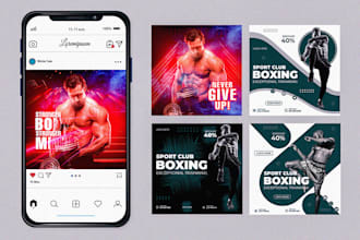 create professional gym and fitness social media designs