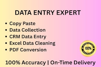 accurate data entry, copy paste, excel, web research