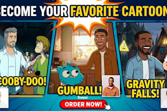 create a scene with your favorite cartoon and character