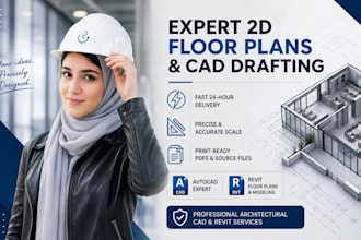 draw 2d floor plans, elevations, and cad drawings in autocad and revit