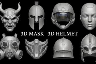 sculpt 3d mask, 3d helmet design, cosplay armor model for 3d printing, stl file