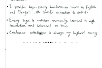write beautiful handwritten notes in english and bengali