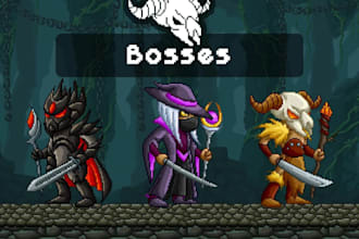 create pixel art game assets, icon, tileset for your 2d video game and animation