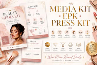 design a media kit, epk press kit for makeup artists, salons and beauty creators